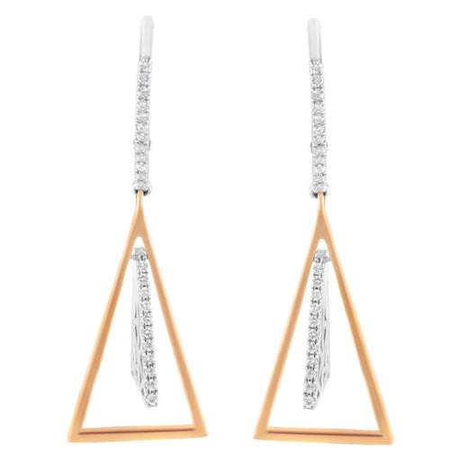 Bids.com 14K Rose and White Gold 3/8 Cttw Diamond Windchime Drop and Dangle Earring (G-H Color, SI1-SI2 Clarity) Earrings White Smoke WhiteRose.Gold / 0.413