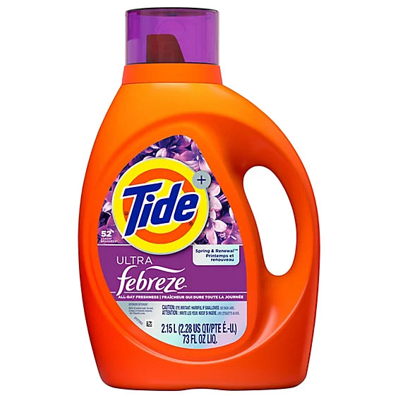 Tide Tide Ultra Febreze Liquid Laundry Detergent , Spring and Renewal Scent, 73 fl oz 52 Loads Laundry Detergent White Smoke