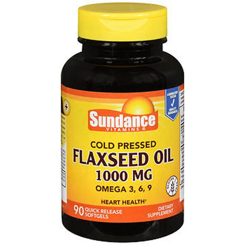 Sundance Sundance Vitamins Flaxseed Oil Softgels, 1000 Mg, 90 Tabs Vitamins & Supplements Black