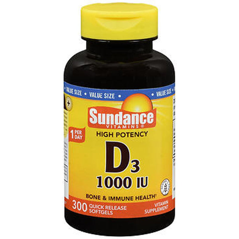 Sundance Sundance Vitamins® D3 – 1000 IU (300 Tabs) Vitamins & Supplements Black