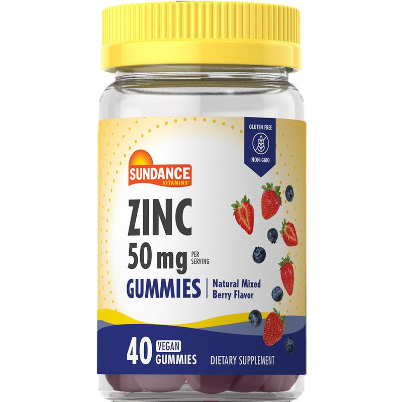 Sundance Sundance Vitamins® Zinc Vegan Gummies – Natural Mixed Berry Flavor Vitamins & Supplements White Smoke