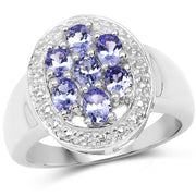 Bids.com 1.19 Carat Genuine Tanzanite .925 Sterling Silver Ring Rings White Smoke size 6.00,size 7.00,size 8.00,size 9.00,size 5.00,size 10.00