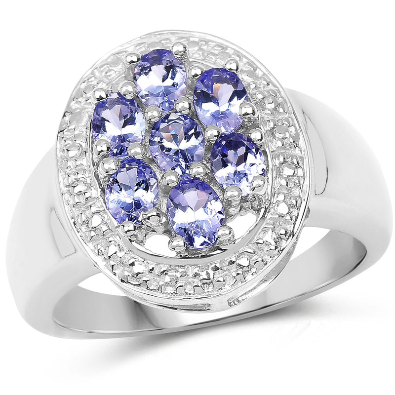 Bids.com 1.19 Carat Genuine Tanzanite .925 Sterling Silver Ring Rings White Smoke size 6.00,size 7.00,size 8.00,size 9.00,size 5.00,size 10.00