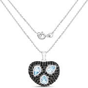 Bids.com 3.52 Carat Genuine Blue Topaz and Black Spinel .925 Sterling Silver Pendant Pendants White Smoke