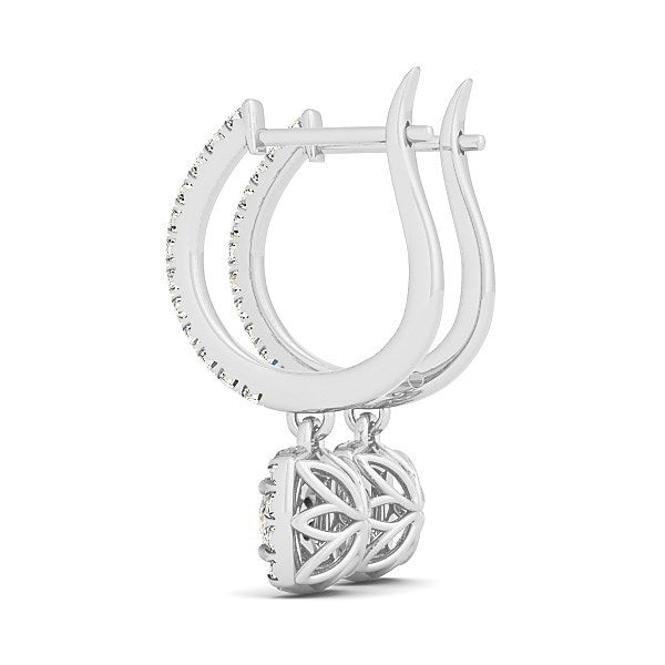Bids.com Cushion Shape Halo Style Diamond Drop Earrings in 14k White Gold (1/2 cttw) Earrings White Smoke White Gold