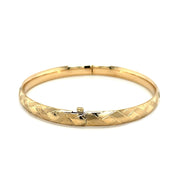 Bids.com 14k Yellow Gold Domed Bangle with a Weave Motif Bracelets White Smoke 7 / Yellow Gold,8 / Yellow Gold