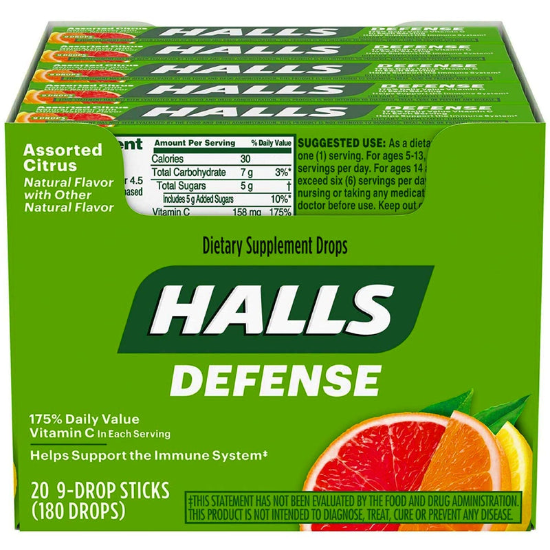 Halls Halls Defense Supplement Drops, Vitamin C, Assorted Citrus Health & Beauty Olive Drab