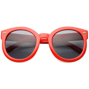 zeroUV Womens Designer Round Oversize Retro Fashion Sunglasses 8623 Sunglasses White Smoke Red Smoke