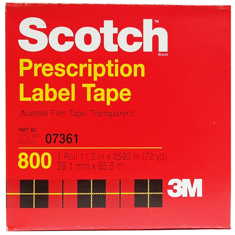 Scotch Scotch Prescription Label Tape 800 Clear, 1 1/2 In X 72 Yd Wig Glue & Tape Red