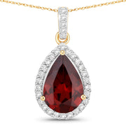Bids.com 3.29 Carat Genuine Rhodolite and White Diamond 14K Yellow Gold Pendant Pendants White Smoke