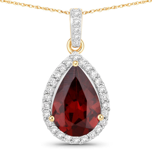 Bids.com 3.29 Carat Genuine Rhodolite and White Diamond 14K Yellow Gold Pendant Pendants White Smoke