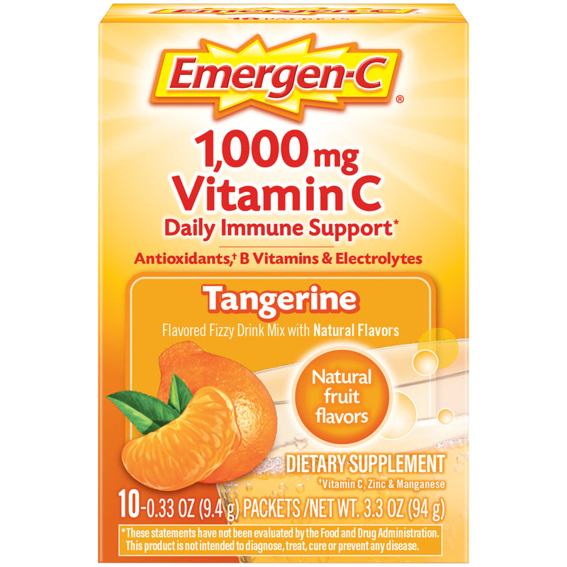 Emergen C Emergen C 10 Count, Tangerine Flavor) Dietary Supplement Fizzy Drink Mix With 1000 Mg Vitamin 0.33 Ounce Packets, Caffeine Free Health & Beauty Sandy Brown