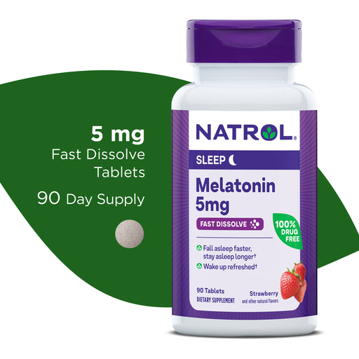 Natrol Natrol Vegetarian Melatonin 5 Mg Sleep Extra Strength Fast Dissolve Strawberry 90 Tablets Sleeping Aids White Smoke