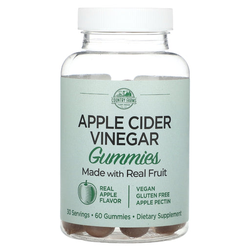Country Farms Country Farms Apple Cider Vinegar Gummies, Real Apple, 60 Gummies Vitamins & Supplements White Smoke