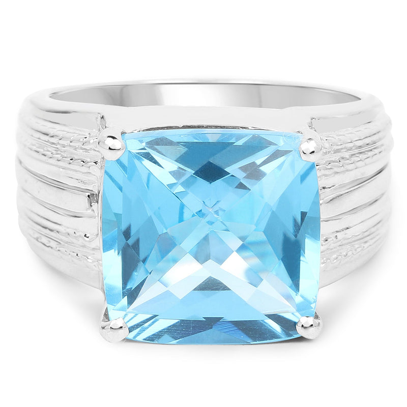 Bids.com 7.50 Carat Genuine Swiss Blue Topaz .925 Sterling Silver Ring Rings White Smoke size 6.00,size 7.00,size 9.00,size 8.00