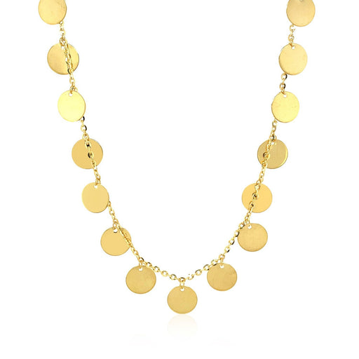 Bids.com Choker Necklace with Polished Discs in 14k Yellow Gold Necklaces White Smoke 16 / Yellow Gold