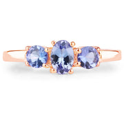 Bids.com 18K Rose Gold Plated 0.90 Carat Genuine Tanzanite .925 Sterling Silver Ring Rings White Smoke size 6.00,size 7.00,size 8.00,size 9.00,size 5.00,size 10.00