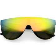 zeroUV Retro Modern Flat Top Mirror Lens Shield Aviator Sunglasses 9798 Sunglasses White Smoke Black Sun