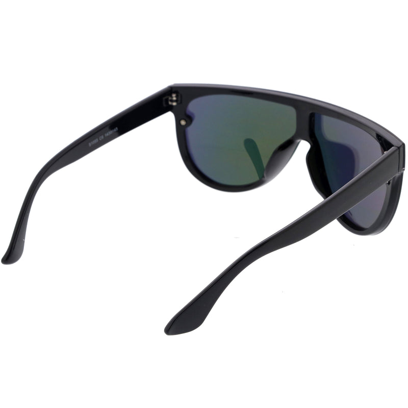 zeroUV Retro Modern Flat Top Mirror Lens Shield Aviator Sunglasses 9798 Sunglasses White Smoke Black Midnight,Black Sun,Black Silver,Blue Mirror,Clear Silver Mirror,Black Smoke