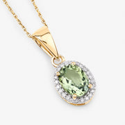Bids.com 1.27 Carat Genuine Green Tourmaline and White Diamond 14K Yellow Gold Pendant Pendants White Smoke