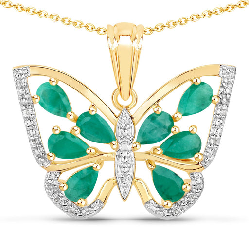 Bids.com 1.91 Carat Genuine Emerald and White Zircon .925 Sterling Silver Pendant Pendants White Smoke