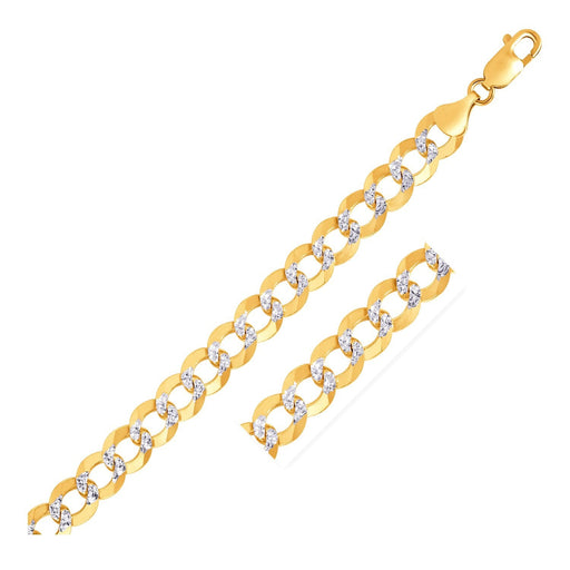 Bids.com 10 mm 14k Two Tone Gold Pave Curb Bracelet Bracelets White Smoke 8.5 / Two-Tone Gold