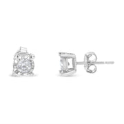 Bids.com .925 Sterling Silver 1/2 Cttw Near Colorless Round Brilliant-Cut Diamond Miracle-Set Stud Earrings (H-I Color, I2-I3 Clarity) Earrings White Smoke White.Sterling Silver / 0.5