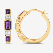 Bids.com 2.18 Carat Genuine Amethyst and White Topaz .925 Sterling Silver Earrings Earrings White Smoke