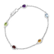 Bids.com 1.83 Carat Genuine Multi Stones .925 Sterling Silver Bracelet Bracelets White Smoke size 8.00