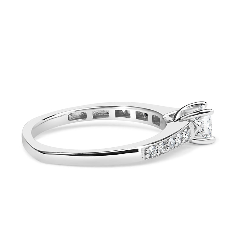 Bids.com 14K White Gold Diamond 1/2 Cttw Princess Cut Diamond Engagement Ring (G-H Color, VS2-SI1 Clarity) - Size 7 Rings White Smoke 7 / White.Gold
