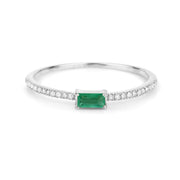 Bids.com 0.18 Carat Genuine Zambian Emerald and White Diamond 14K White Gold Ring Rings White Smoke size 5.00,size 6.00,size 7.00,size 8.00,size 9.00