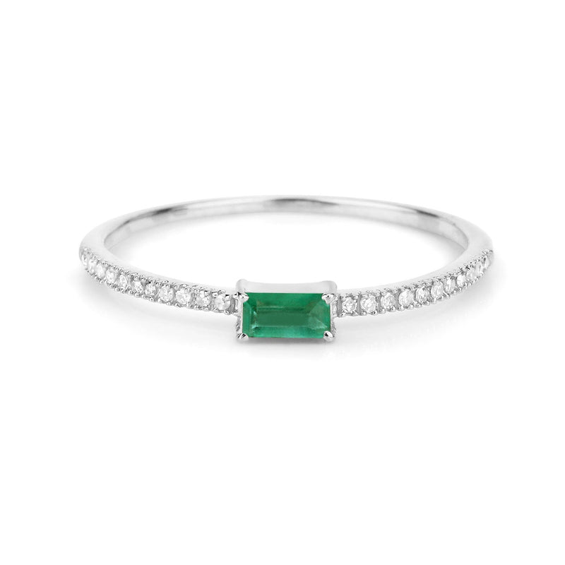 Bids.com 0.18 Carat Genuine Zambian Emerald and White Diamond 14K White Gold Ring Rings White Smoke size 5.00,size 6.00,size 7.00,size 8.00,size 9.00