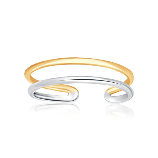 Bids.com 14k Two-Tone Gold Toe Ring with a Fancy Open Wire Style Rings White Smoke Two-Tone Gold