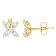 Bids.com 14K White Gold 1/2 Cttw Marquise Diamond 8 Stone Floral Leaf Stud Earrings (H-I Color, SI1-SI2 Clarity) Earrings White Smoke White.Gold / 0.5,Yellow.Gold / 0.5,Yellow.Gold / 0.75