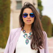 zeroUV Retro Flash Color Mirrored Lens Metal Aviator Sunglasses 1485 Sunglasses White Smoke Ice,Fire,Sun,Midnight