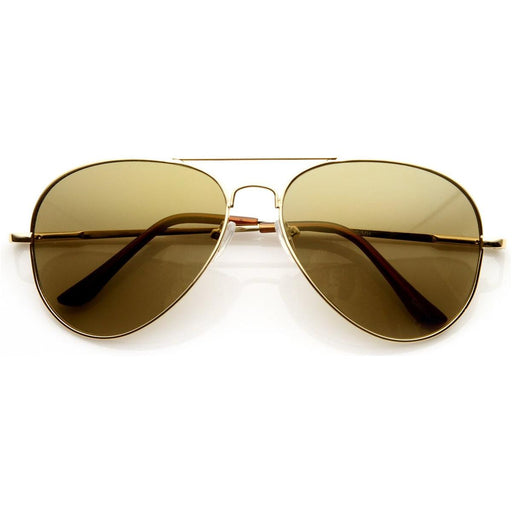 zeroUV Large Premium Metal Aviator Sunglasses W/ Spring Temples 1377 Sunglasses White Smoke Gold Mirror