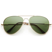 zeroUV Large Premium Metal Aviator Sunglasses W/ Spring Temples 1377 Sunglasses White Smoke Gold Green