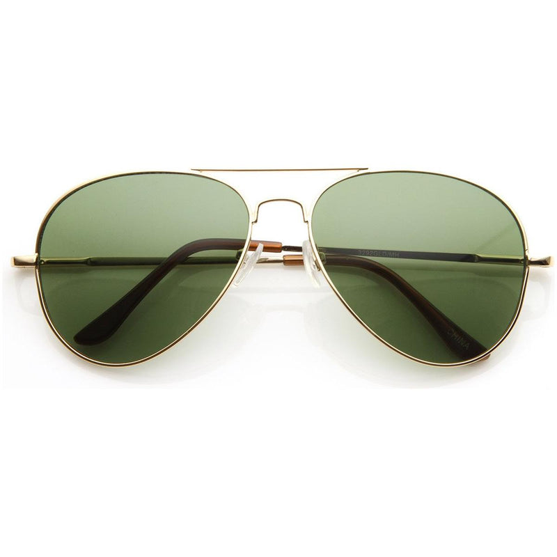 zeroUV Large Premium Metal Aviator Sunglasses W/ Spring Temples 1377 Sunglasses White Smoke Gold Green