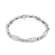 Bids.com 14K White Gold 2.0 Cttw Channel-Set Alternating Baguette and Princess-Cut Diamond Link Bracelet (H-I Color, SI2-I1 Clarity) - Size 7 Bracelets White Smoke White.Gold / 7
