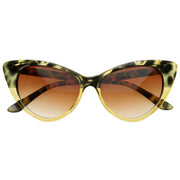 zeroUV Womens Fashion Hot Tip Pointed Vintage Cat Eye Sunglasses 8371 Sunglasses White Smoke Yellow Tortoise