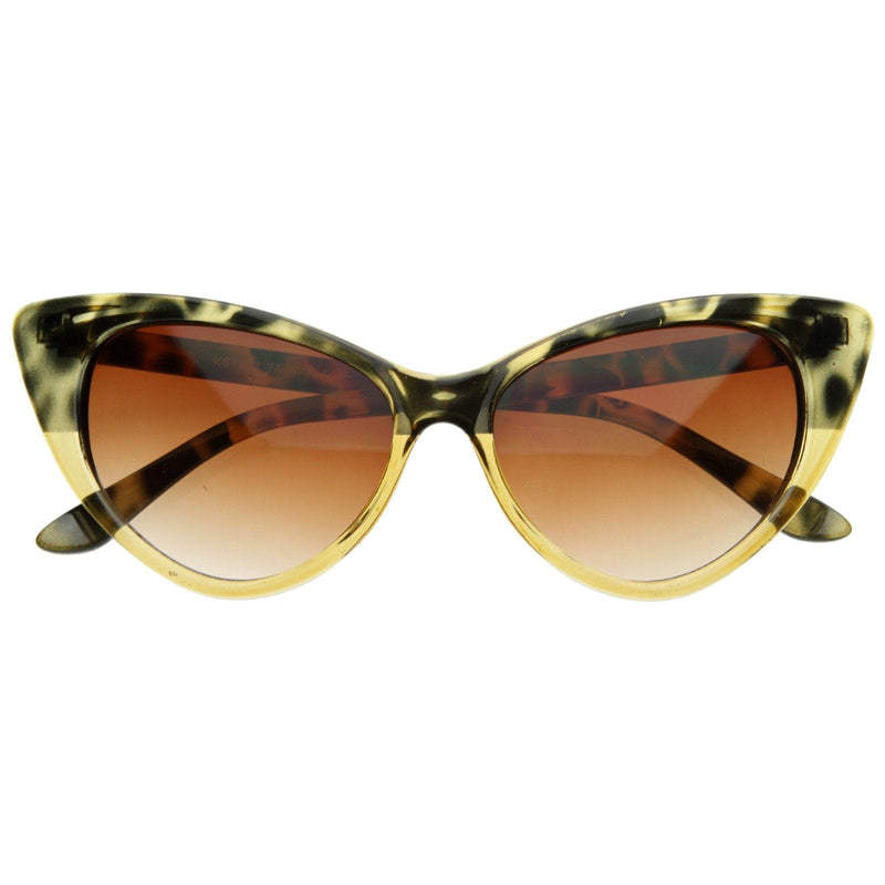 zeroUV Womens Fashion Hot Tip Pointed Vintage Cat Eye Sunglasses 8371 Sunglasses White Smoke Yellow Tortoise