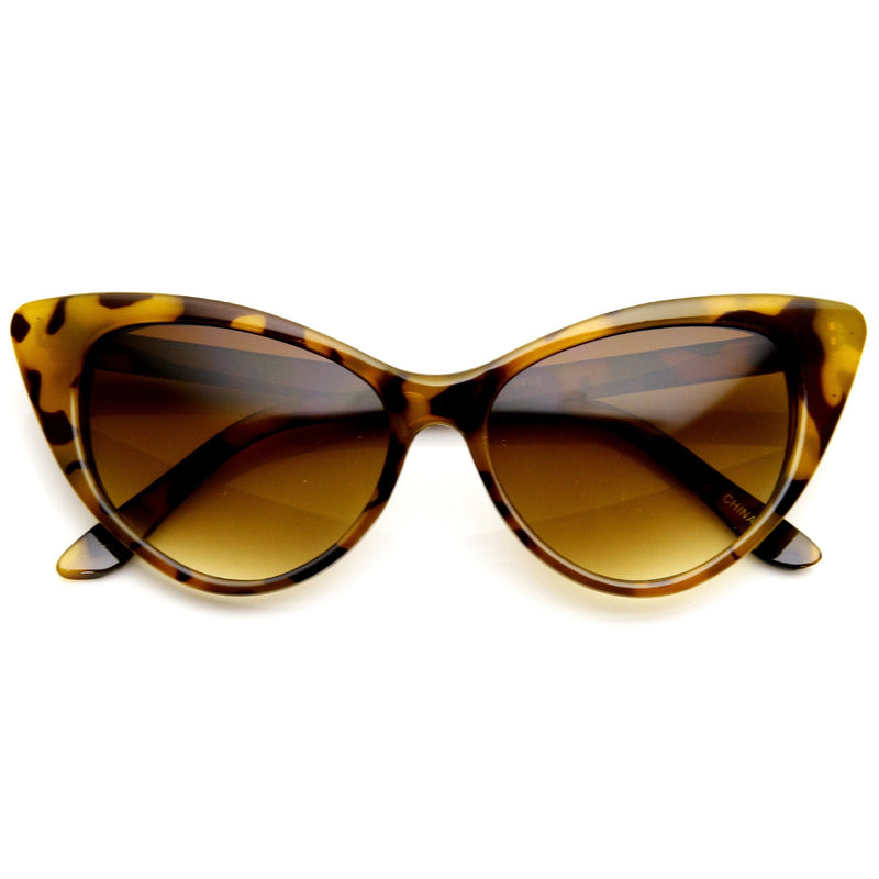 zeroUV Womens Fashion Hot Tip Pointed Vintage Cat Eye Sunglasses 8371 Sunglasses White Smoke Havana