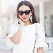 zeroUV High Pointed Tip Inset Frame Oversize Cat Eye Sunglasses 8462 Sunglasses White Smoke Shiny Black,Tortoise,Creme,Red,Yellow Tortoise,Grey Tortoise,Crazy Tortoise,Brown,Gold Tortoise,Green,Matte Black,Purple Stripe,White Amber,Blue / Lavender,Pink / Amber