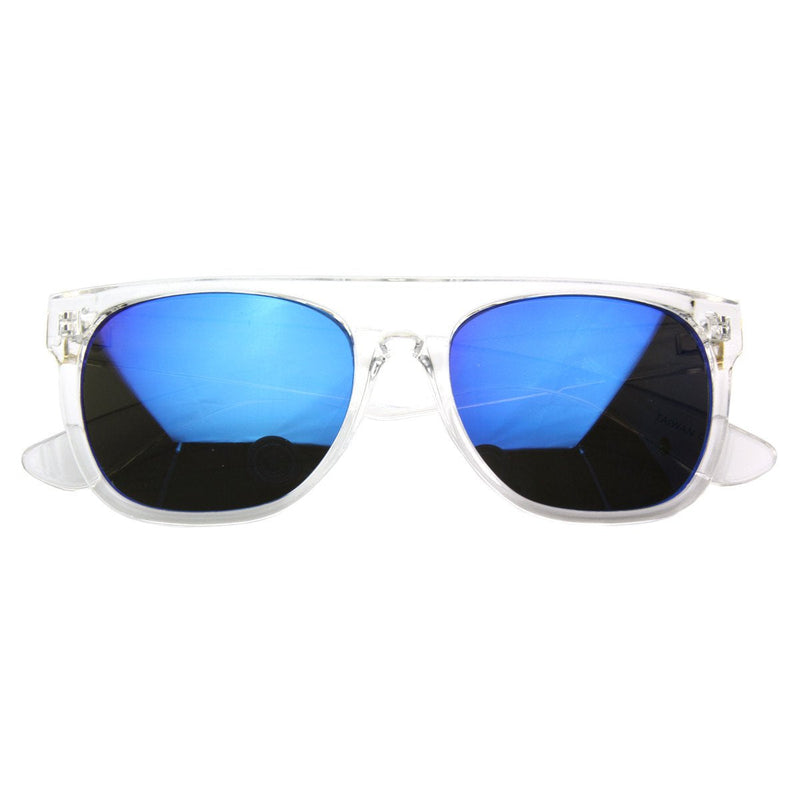 zeroUV Retro Super Flat Top Flash Mirrored Lens Sunglasses 8090 Sunglasses White Smoke Clear Ice