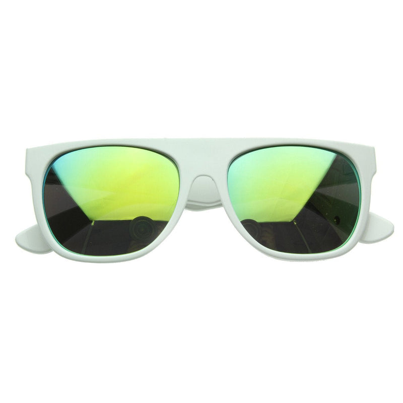 zeroUV Retro Super Flat Top Flash Mirrored Lens Sunglasses 8090 Sunglasses White Smoke White Sun