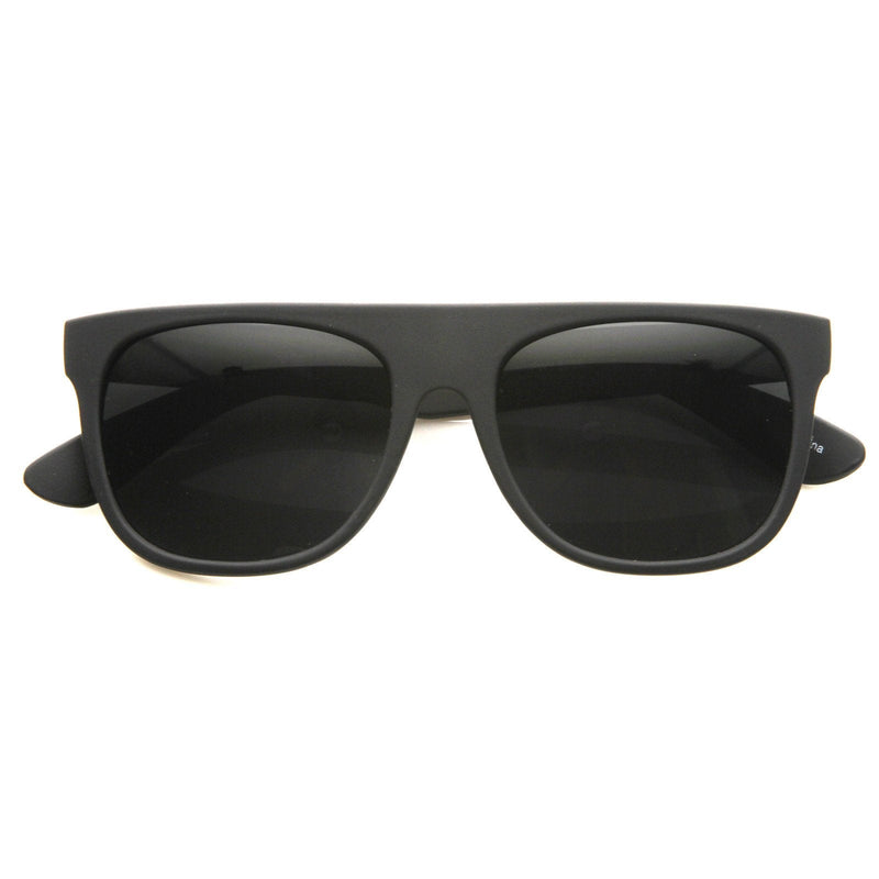 zeroUV Hipster Super Flat Top Retro Horned Rim Sunglasses 8066 Sunglasses Dark Slate Gray Rubber Matte Black