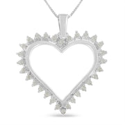 Bids.com .925 Sterling Silver 1/4 cttw 3-Prong Diamond Open Heart 18" Pendant Necklace (I-J Color, I3 Clarity) Necklaces White Smoke White.Sterling Silver / 18