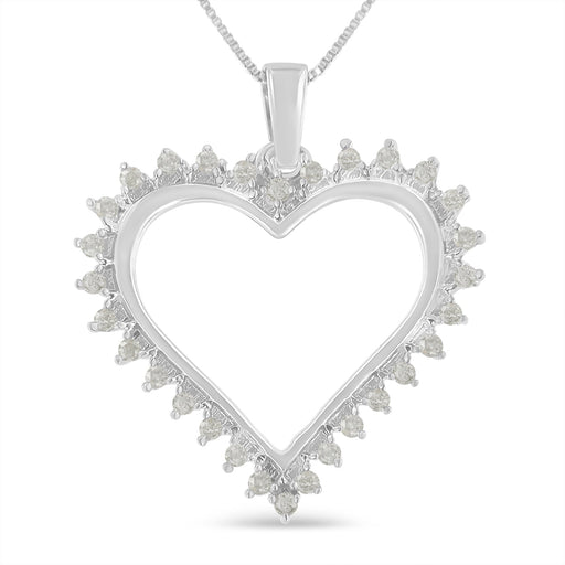 Bids.com .925 Sterling Silver 1/4 cttw 3-Prong Diamond Open Heart 18" Pendant Necklace (I-J Color, I3 Clarity) Necklaces White Smoke White.Sterling Silver / 18