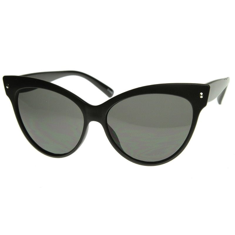 zeroUV High Pointed Tip Inset Frame Oversize Cat Eye Sunglasses 8462 Sunglasses White Smoke Matte Black