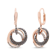Bids.com 14K Rose Gold 1.00 Cttw White and Brown Diamond Intertwining Hoops and Circle Dangle Earrings (H-I/Brown Color, SI1-SI2 Clarity) Earrings White Smoke Rose.Gold / 1.148